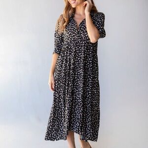 Floral Black Midi Dress